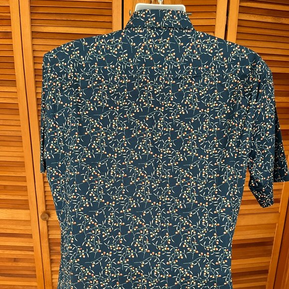 FRENCH CROWN MEN'S SZ 44 COTTON SS FLORAL DRESS SHIRT - Picture 6 of 10
